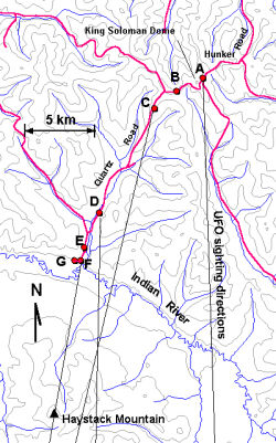 Map of Indian River Valley, Hunker and Quartz Roads