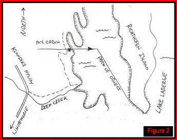 Drawing of UFO flight path over Lake Laberge