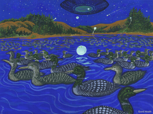 Artist's
interpretation of lake full of loones just before
witnesses experience missing time