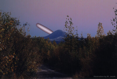 The twins couldn't believe their eyes that the UFO was going behind Haystack Mountain ! - view from Point "E"