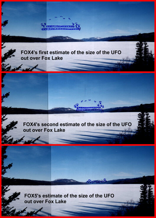 Estimates of UFO size by witnesses FOX4 and FOX5